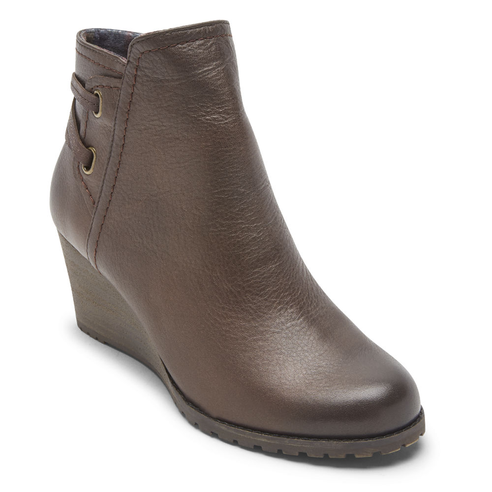 Rockport Singapore Womens Boots - Cobb Hill Lucinda Back Tie Brown - HS4681237